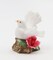 Ceramic White Dove Bird with Red Rose Flower Figurine, Garden Decor, Vintage Decor, Gift for Her, Gift for Mom